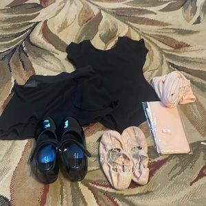 Girl ballet dance bundle leotard skirt tights tap and ballet shoes. Ages 5-8